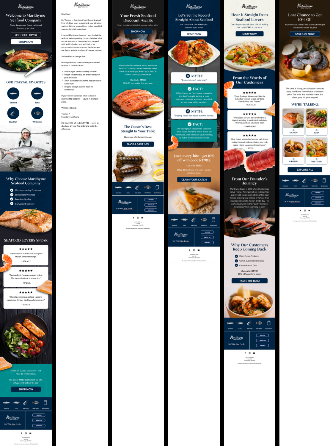 6x9 Welcome Flow for E-Commerce Seafood Brand
